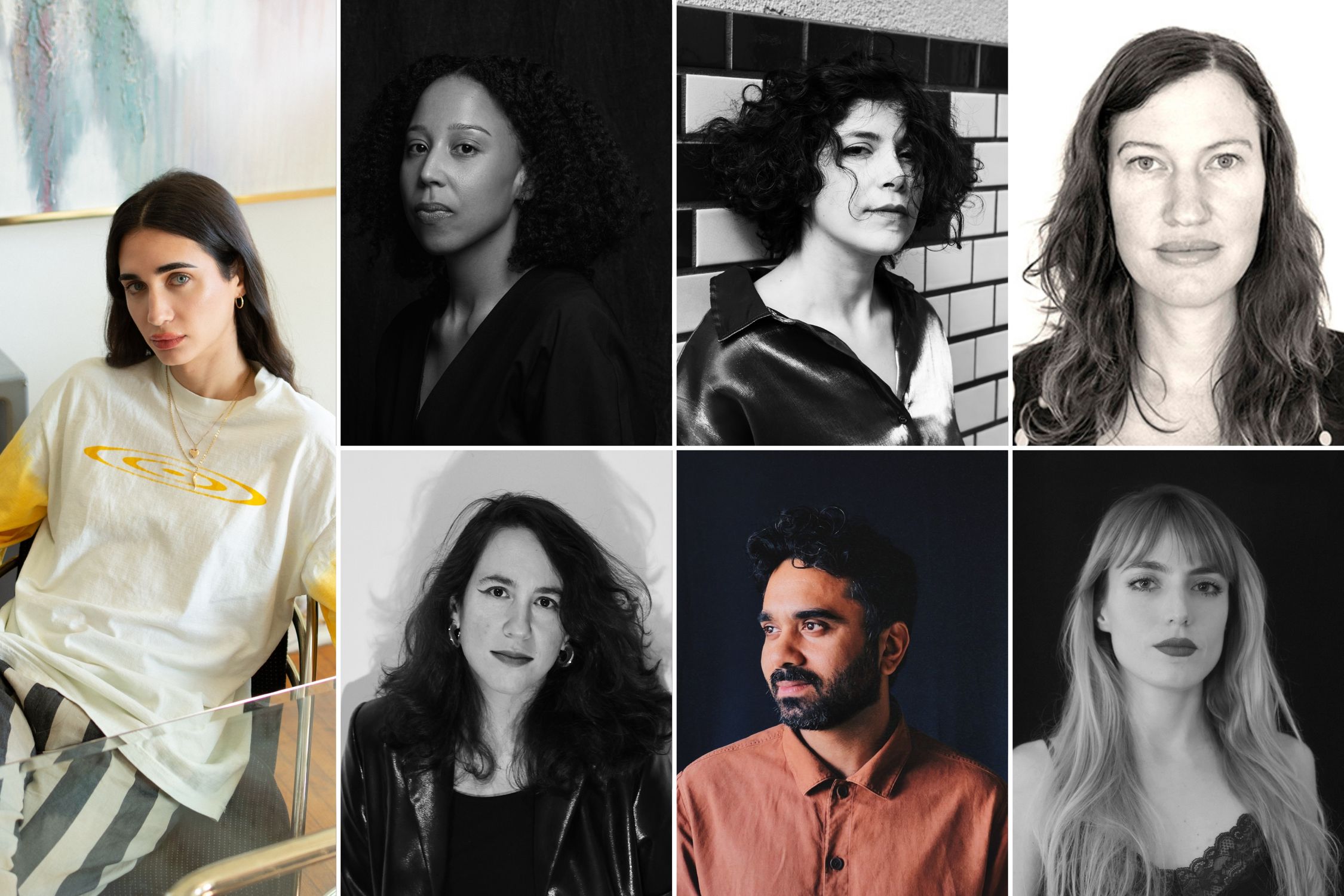 Talents 2025 (clockwise from left): Luis De Filippis, Madeleine Hunt – Ehrlich, Atena Eshtiaghi, Clare Weiskopf, María Silvia Esteve, Udit Duseja & Sine Özbilge