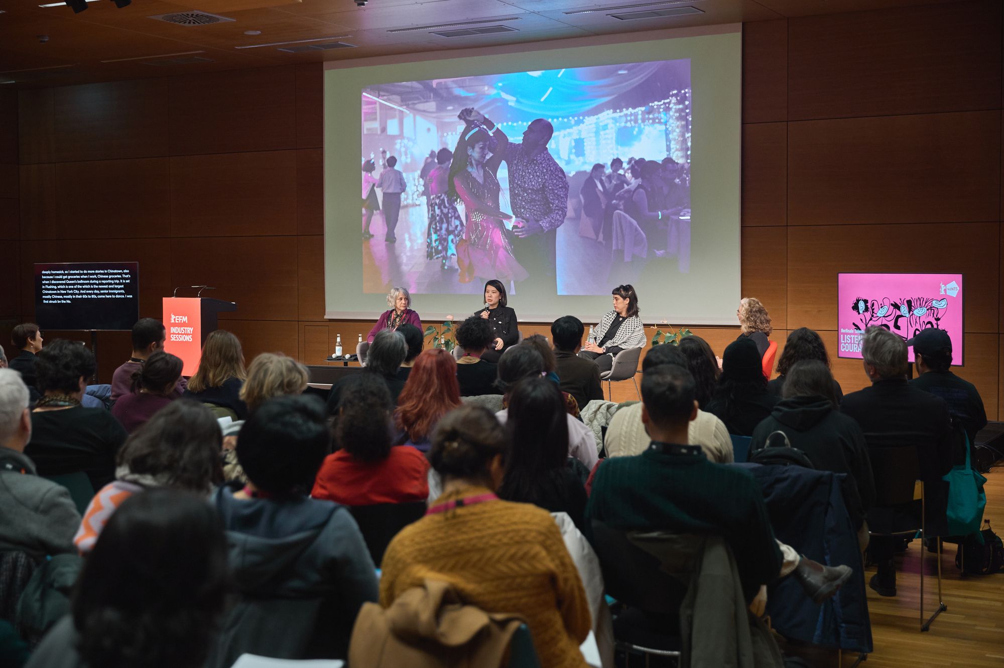 Pilar Moreno, Siyi Chen & Celeste Rojas Mugica at the presentation at the EFM.