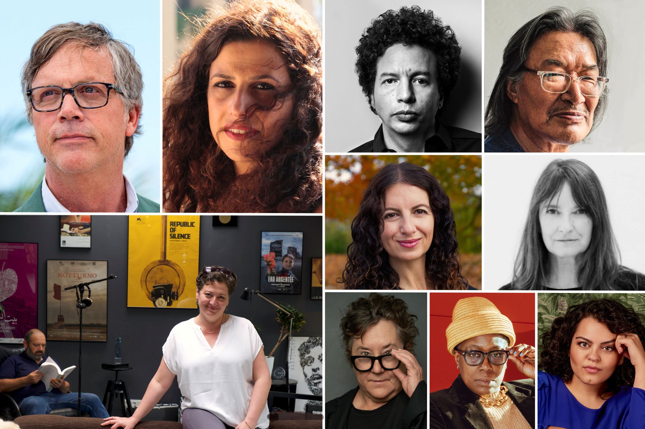 L-R rop row: Todd Haynes © Samir Hussein / Wire Image, Rana Eid © Elie Kamal, Michel Franco © TEOREMA, Zacharias Kunuk.
Middle: Inbal Weinberg, Bina Daigeler © Pablo Zamora. Bottom: Diana El Jeiroudi & Orwa Nyrabia © Guevara Namer / No Nation Films GmbH, Christine Vachon, Cheryl Dunye © BAMPFA Events, Sara Fazilat © German Films Marcus Höhn for FACE