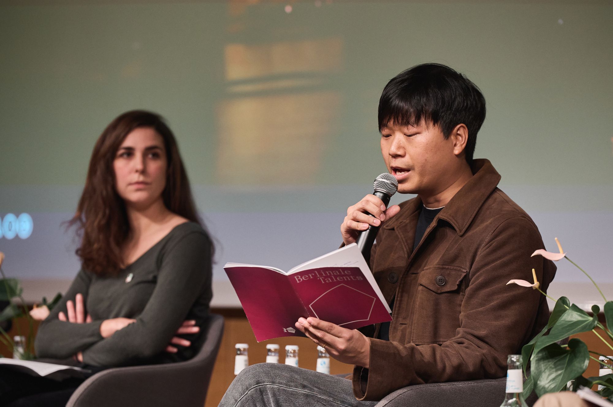 CHAN Tze-woon pitching at the Doc Station Project Presentation at the European Film Market.