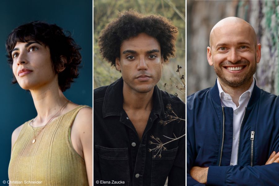 The Jury of the Berlinale Talents Mastercard Enablement Programme: Mala Reinhardt, Lamin Leroy Gibba and Maximilian Floegel.