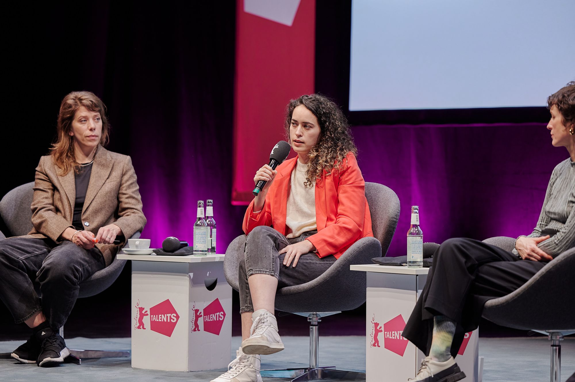 Talents alumnae Nora Fingscheidt, Meryam Joobeur and Nele Wohlatz, all with films screening in the festival, take to the Talents stage. 