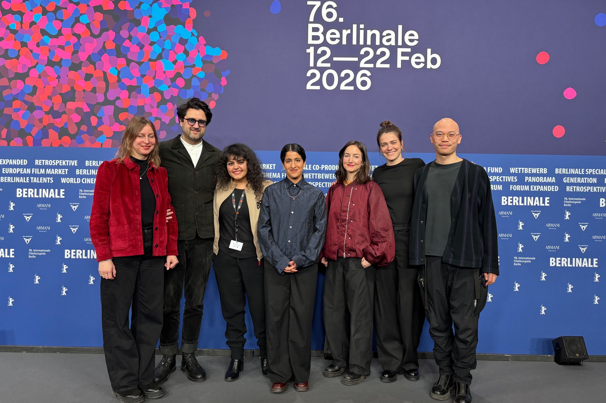 The 2026 Kompagnon recipients along with jury members  Linda Kirmse, Director of FIRST STEPS, Dieu Hao Do, screenwriter & director, and Sara Fazilat, producer, actress and screenwriter.
