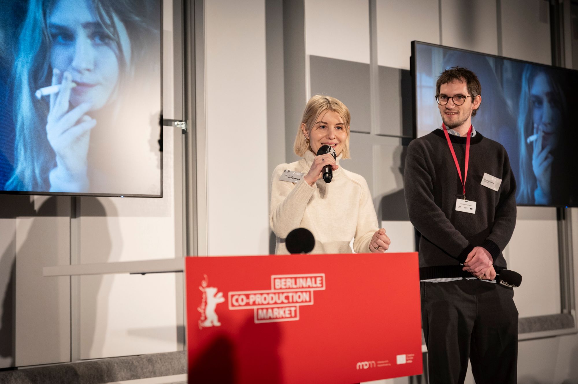 Producer Dominic Spitaler and director Jasmin Baumgartner present their project