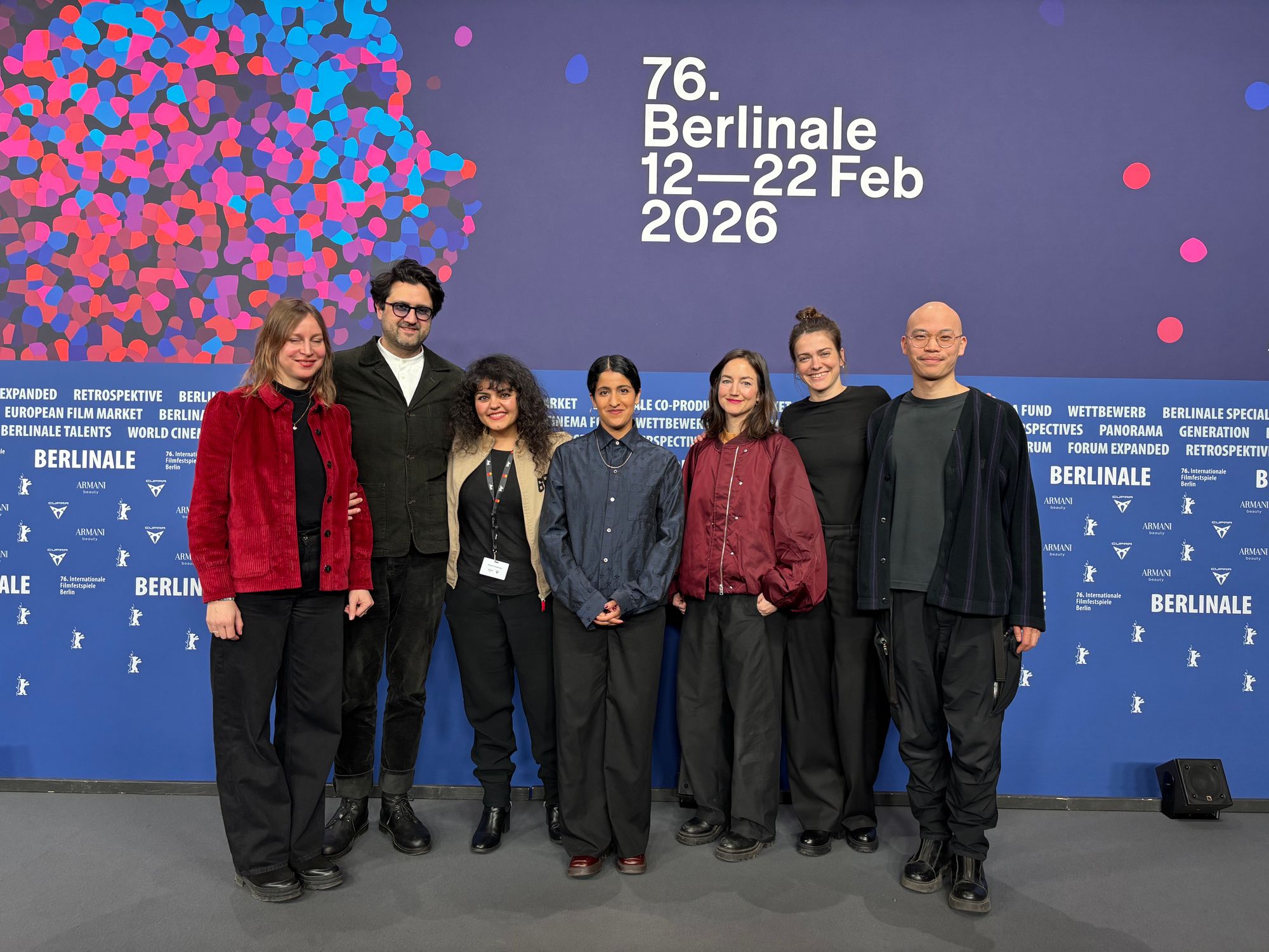 The 2026 Kompagnon recipients along with jury members  Linda Kirmse, Director of FIRST STEPS, Dieu Hao Do, screenwriter & director, and Sara Fazilat, producer, actress and screenwriter.